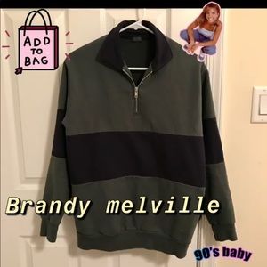 Brandy Melville green zip up pullover jacket